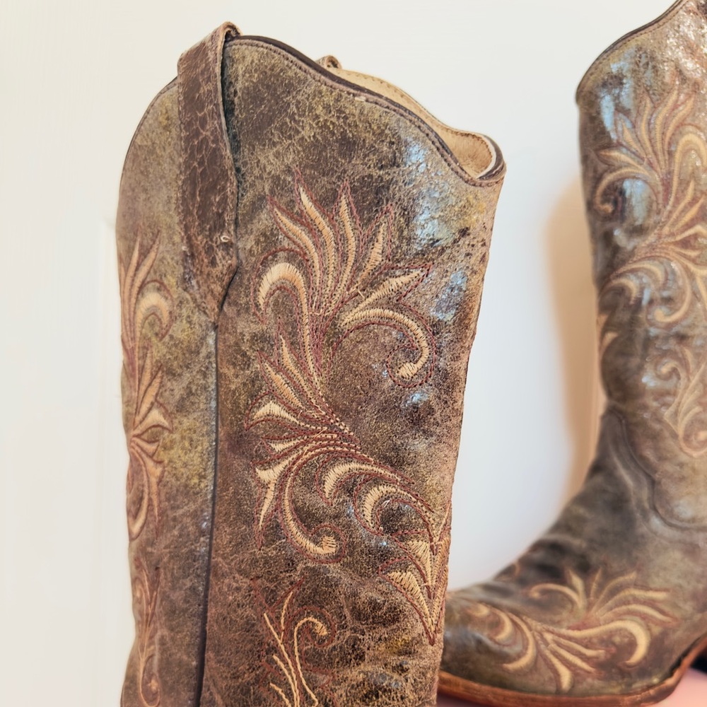 CIRCLE G ~ Filigree Leather Western Boots Handcrafted in Mexico size 11 - Picture 7 of 9